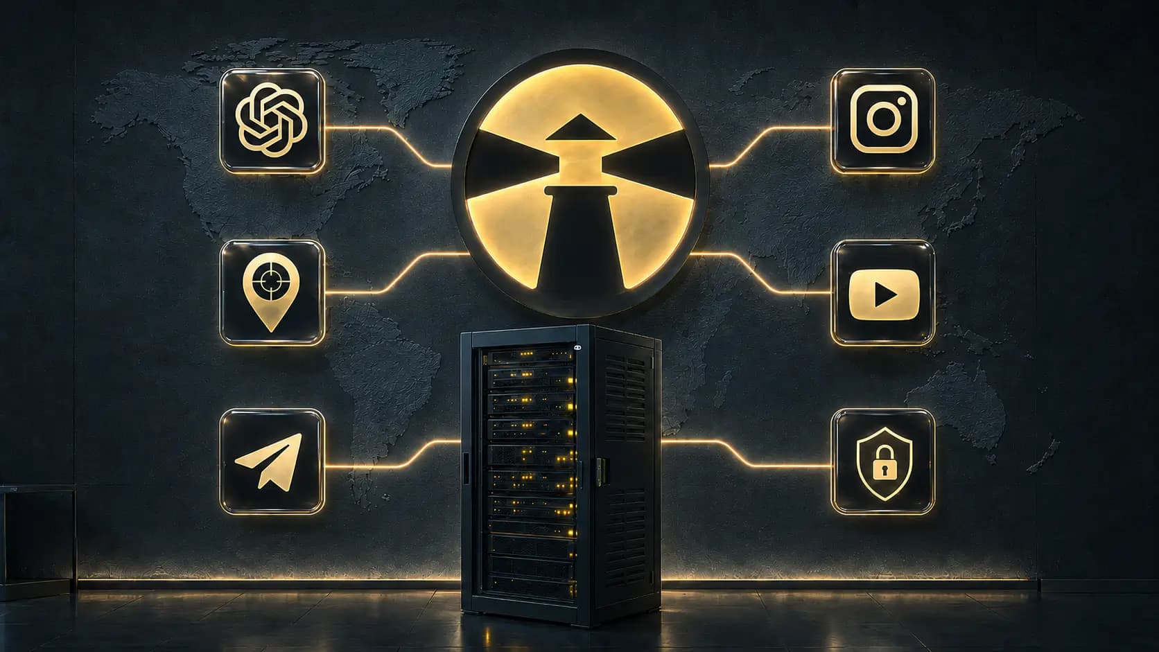 Diagram-style illustration of encrypted packets traveling through a VPN tunnel